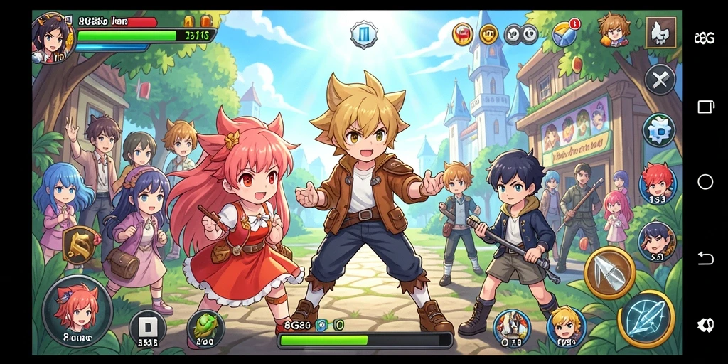 Screenshot utama 8G8G menampilkan aksi pertarungan karakter anime.
