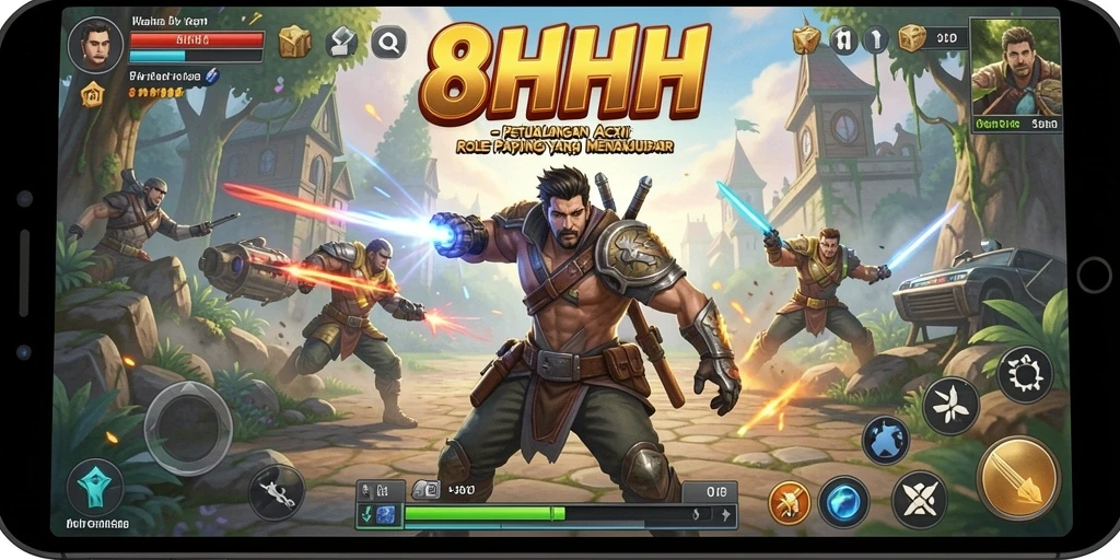 Tampilan grafis dan aksi seru dari gameplay 8HHH.