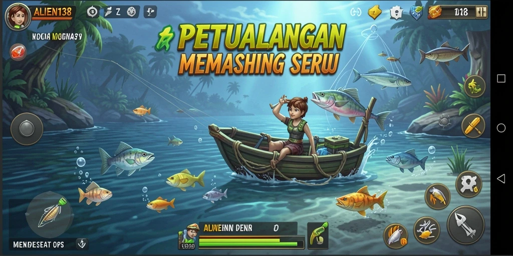 Tampilan gameplay memancing yang mendebarkan di ALIEN138.