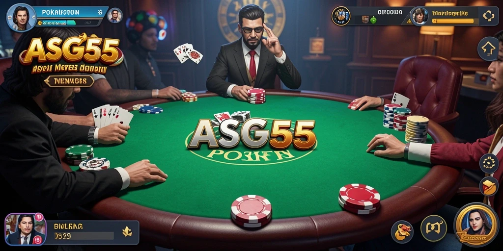 Screenshot gameplay ASG55 menampilkan aksi seru dalam permainan poker.