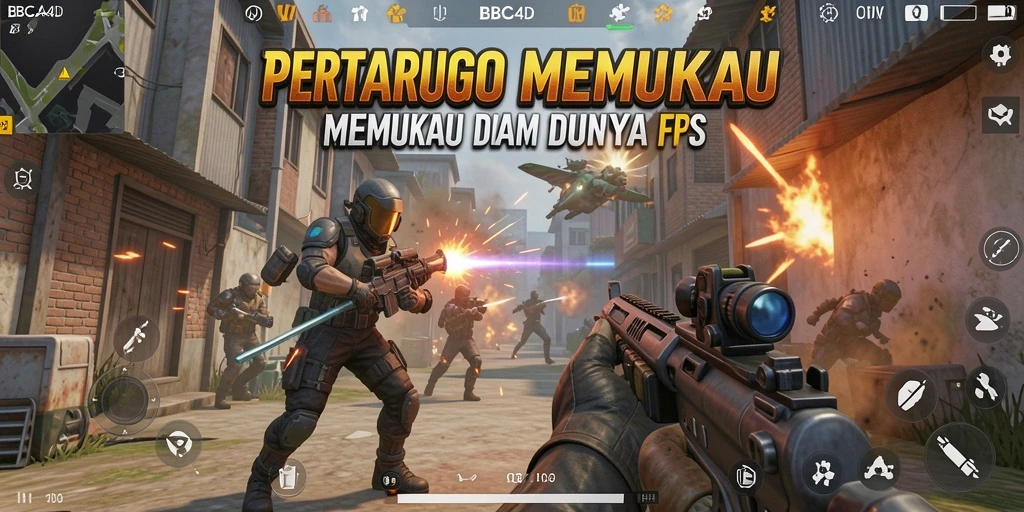 Tampilan gameplay intens dari BBCA4D dalam aksi FPS.