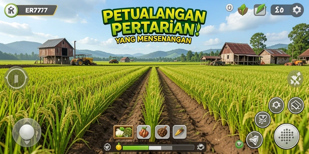 Screenshot ER777 menampilkan aktivitas bertani yang seru dan interaktif.