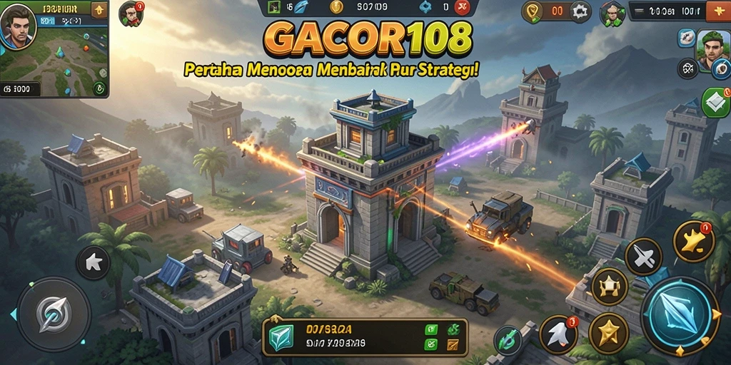 Screenshot GACOR108 menunjukkan gameplay seru Tower Defense.