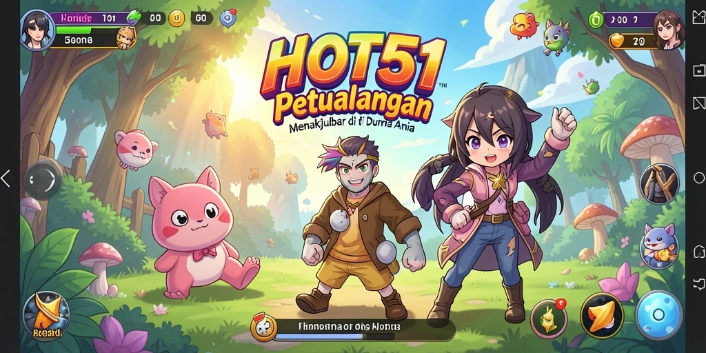 Screenshot gameplay HOT51 yang menunjukkan pertarungan karakter Anime.