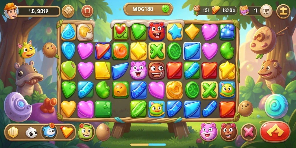Tampilan menarik dari gameplay Match-3 di MDG188.