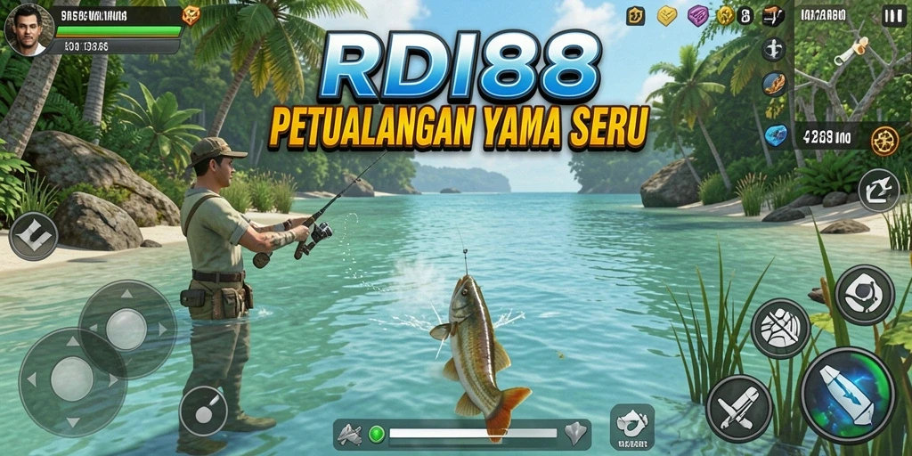 Tampilan gameplay seru saat memancing di RDI88 dengan ikan besar.