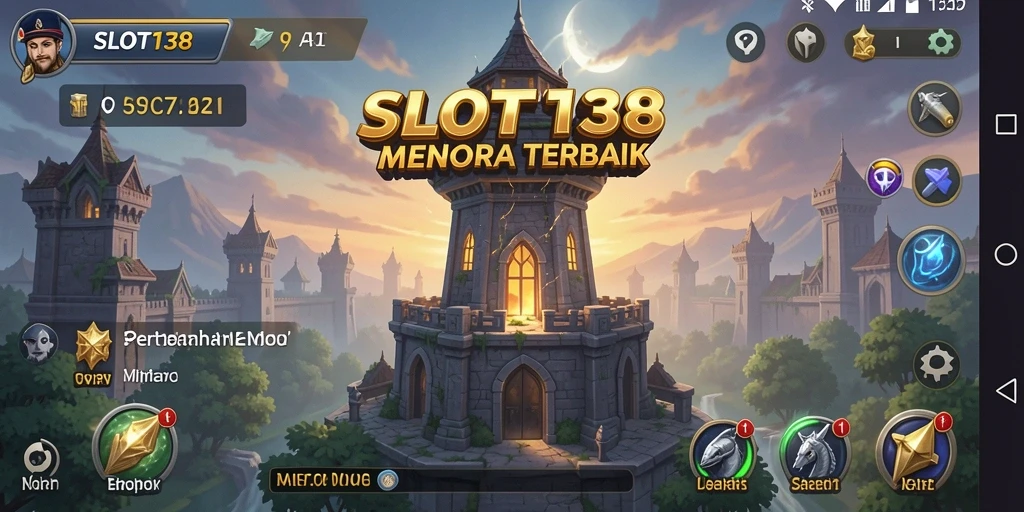 Tampilan menarik dari gameplay SLOT138 dengan menara dan musuh yang beragam.