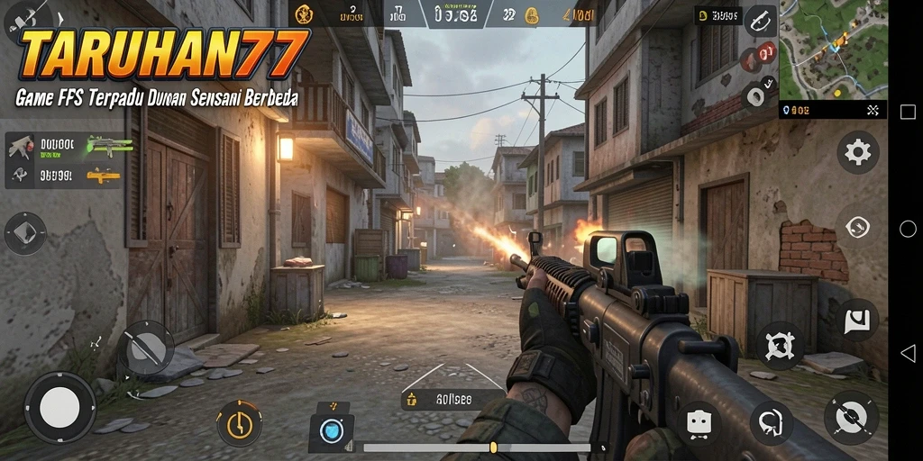 Screenshot TARUHAN77 menampilkan aksi gameplay FPS yang intens.